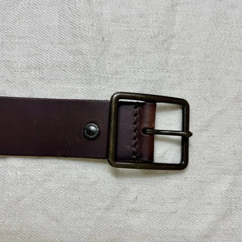 American Eagle Outfitters Brown Leather Belt Womens L Square Brass Buckle Boho